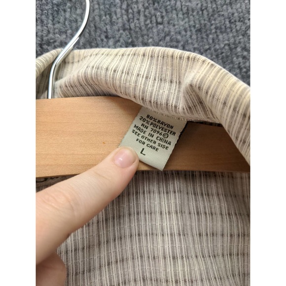 Mens Batik Bay Short Sleeve Button Up Shirt Size L Gray 24W 30L - Picture 11 of 11